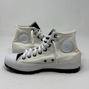 Converse All Star Chuck Lugged Soles High Shoes Womens 10.5 Ivory Yellow Canvas